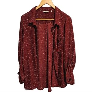 Reitmans Button-Down Blouse - Patterned Burgundy (Plus Size - XXL)